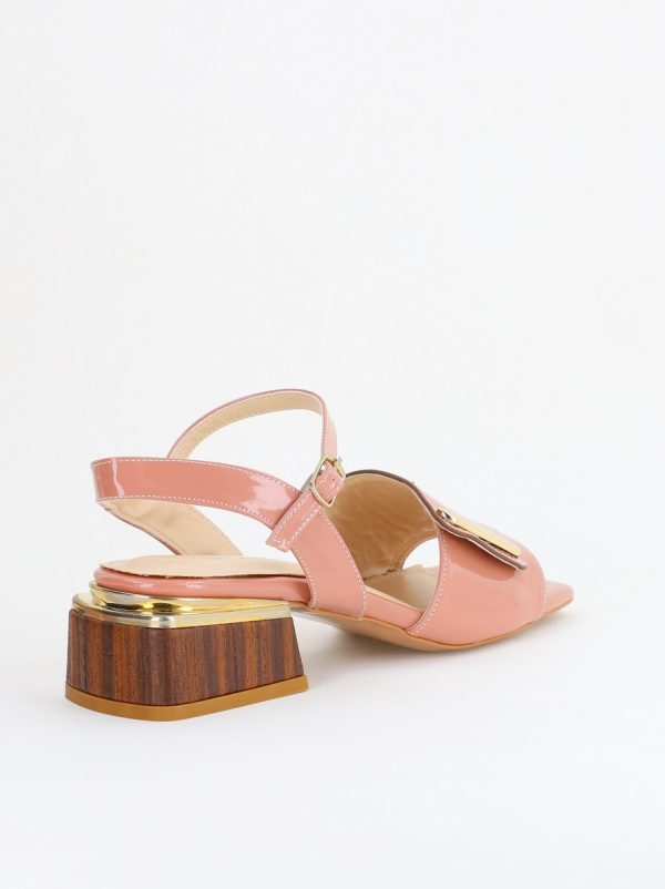 Sandale casual cu toc mic piele ecologică culoare Roz (BS101SN2403942) 8