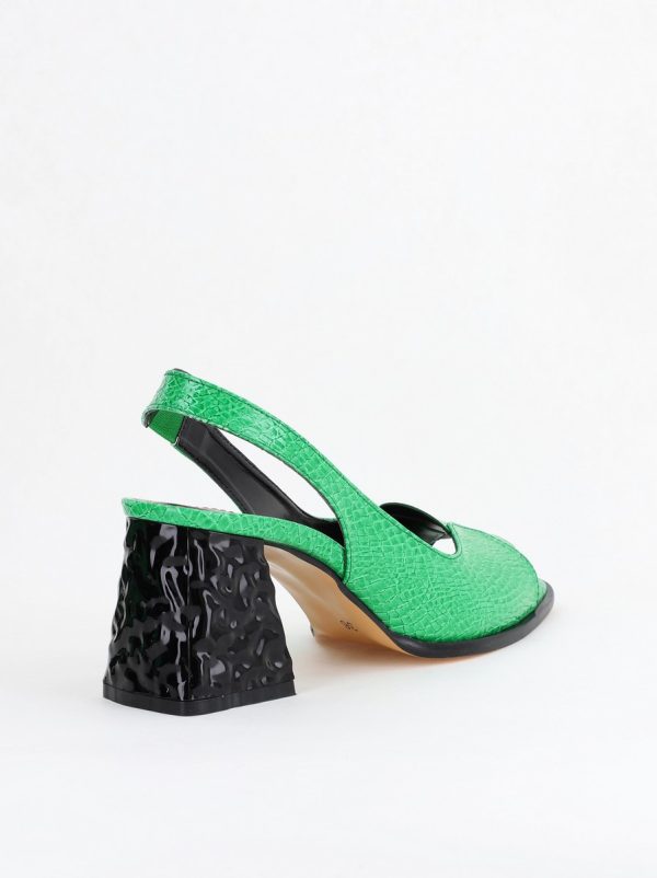 Sandale cu Toc gros Varf Rotund piele ecologică txturată culoare Verde (BS671SN2404155) 12