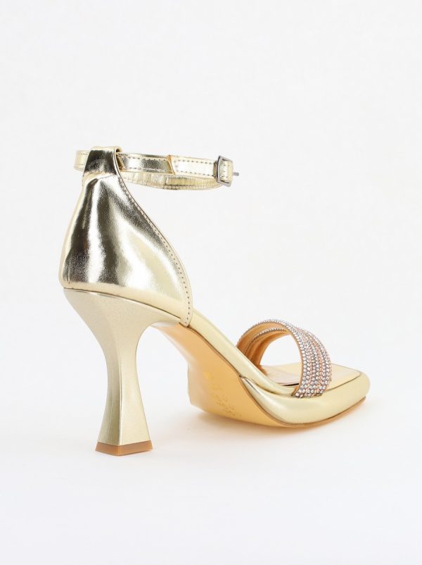 Sandale elegante pentru femei cu toc subțire din piele ecologică de culoare Auriu metalic (BS013HSN2404183) 14