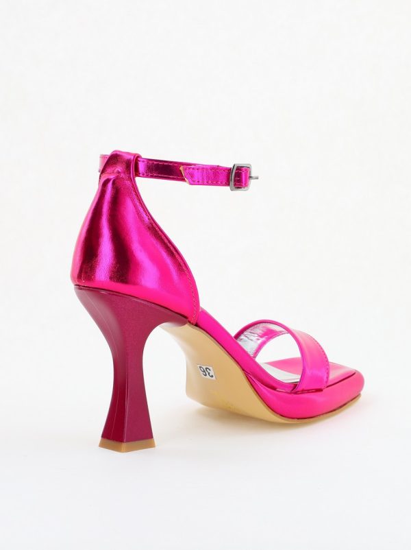 Sandale elegante pentru femei cu toc subțire din piele ecologică de culoare fuchsia (BS001HSN2404177) 12