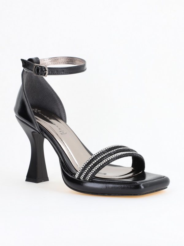 Incaltaminte Dama - Sandale elegante pentru femei cu toc subțire din piele ecologică de culoare negru (BS013HSN2404180)
