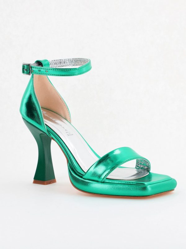 Incaltaminte Dama - Sandale elegante pentru femei cu toc subțire din piele ecologică de culoare verde (BS001HSN2404175)