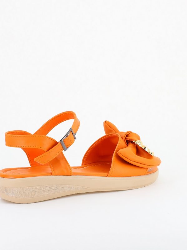 Sandale pentru femei cu fundiță din piele ecologică, culoarea portocaliu (BS410SN2404190) 12