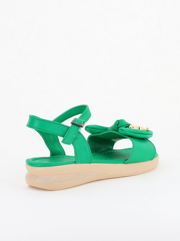 Sandale pentru femei cu fundiță din piele ecologică, culoarea verde (BS410SN2404189) 12