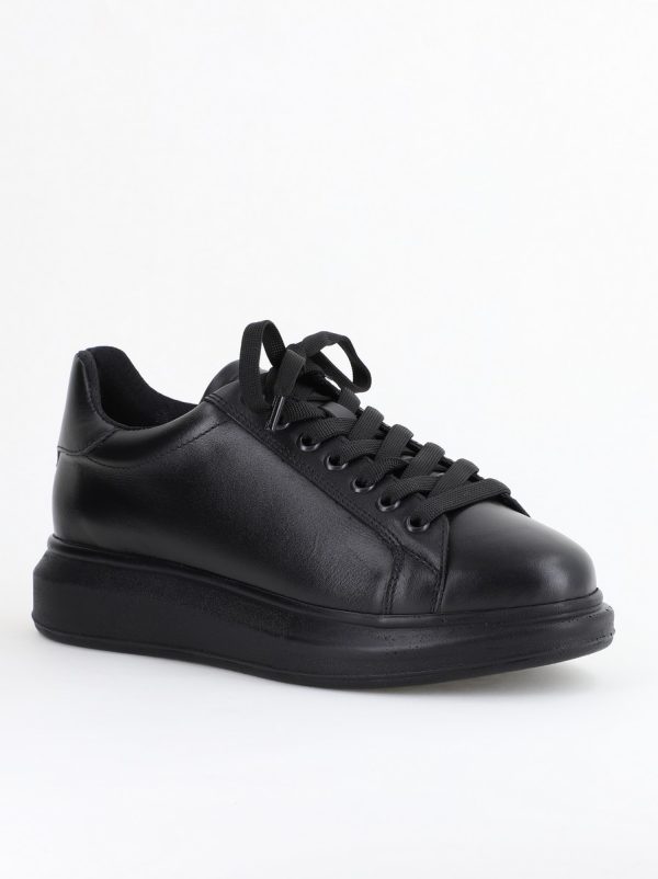 Incaltaminte Dama - Sneakers damă din piele naturală, Negru Box Leofex BS074LE24040011
