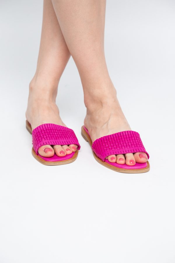 Papuci Damă Fără Toc din Piele Naturală culoare Fuchsia Nicoletta (BS21TR2405528) 173