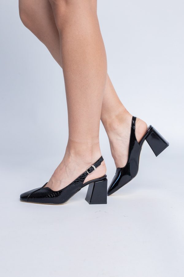 Pantofi cu Toc Eleganti Decupați din Piele Ecologica culoare Negru - BS1231AY2405274 173