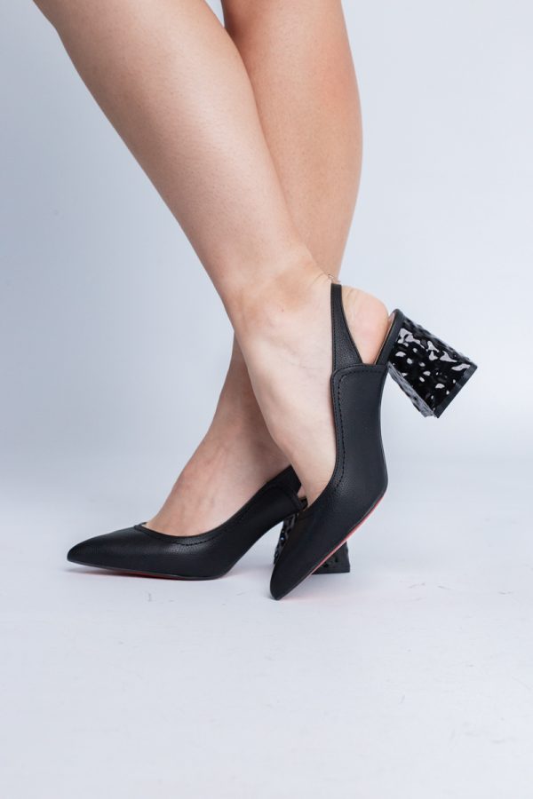 Pantofi cu Toc Eleganti Decupați din Piele Ecologica culoare Negru - BS774AY2404262 173