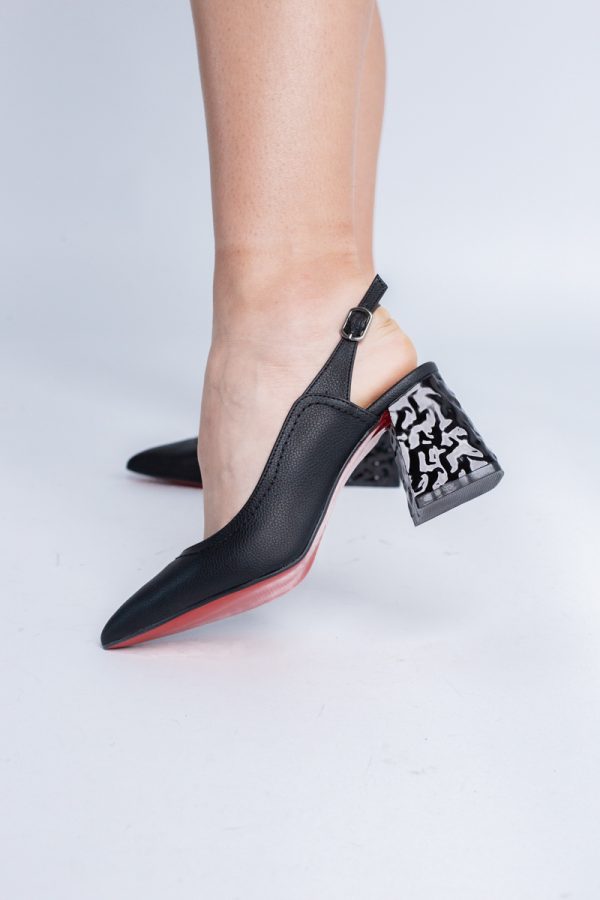Pantofi cu Toc Eleganti Decupați din Piele Ecologica culoare Negru - BS774AY2404262 175