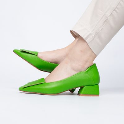 Pantofi Damă cu Toc Jos din Piele Ecologică Verde Benetton (BS500D2405287)