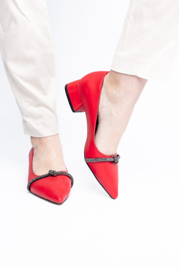 Pantofi Damă cu Toc Jos din Piele Ecologică culoare Roșu (BS021AY2405461) 173