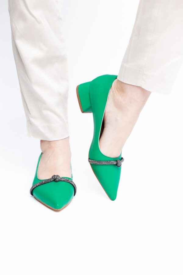 Pantofi Damă cu Toc Jos din Piele Ecologică culoare Verde (BS021AY2405462) 173