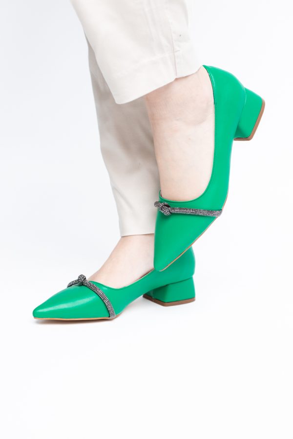 Pantofi Damă cu Toc Jos din Piele Ecologică culoare Verde (BS021AY2405462) 175