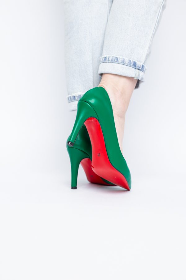 Pantofi Dama cu Toc Subtire Stiletto Piele Ecologică verde (BS799AY2405421) 177