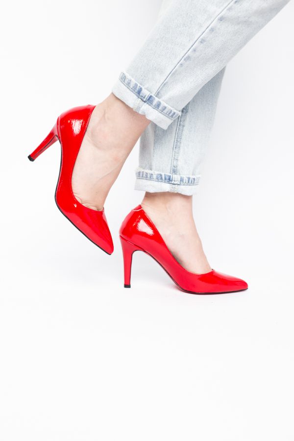 Pantofi Dama cu Toc Subtire Stiletto Piele Ecologică rosu (BS799AY2405422) 175