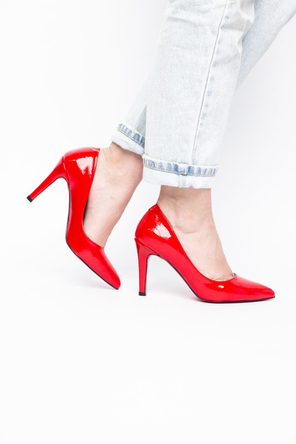 Pantofi Dama cu Toc Subtire Stiletto Piele Ecologică rosu (BS799AY2405422) 173