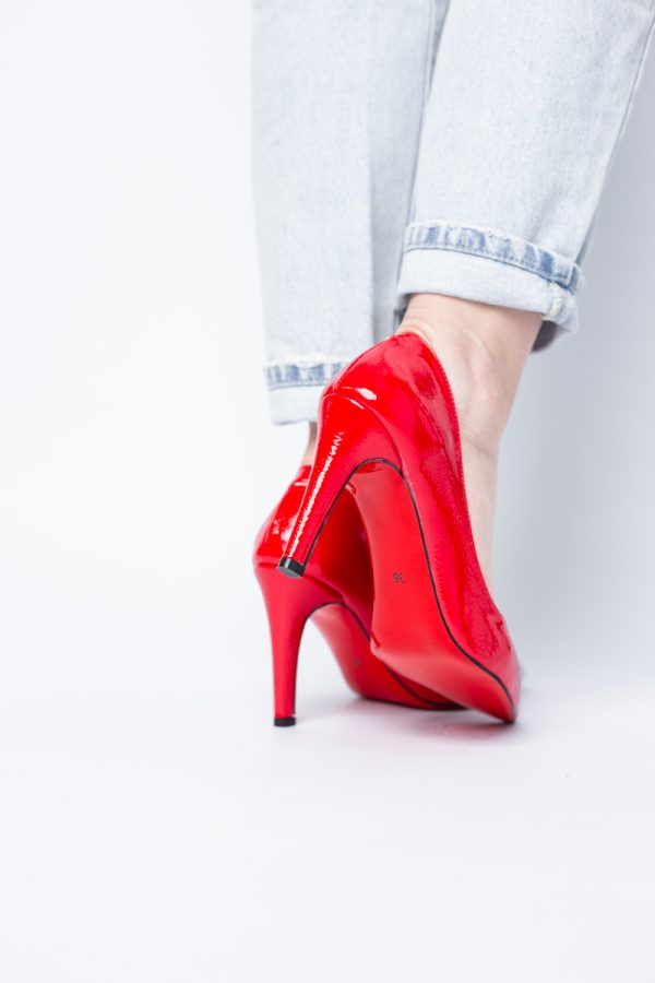 Pantofi Dama cu Toc Subtire Stiletto Piele Ecologică rosu (BS799AY2405422) 177