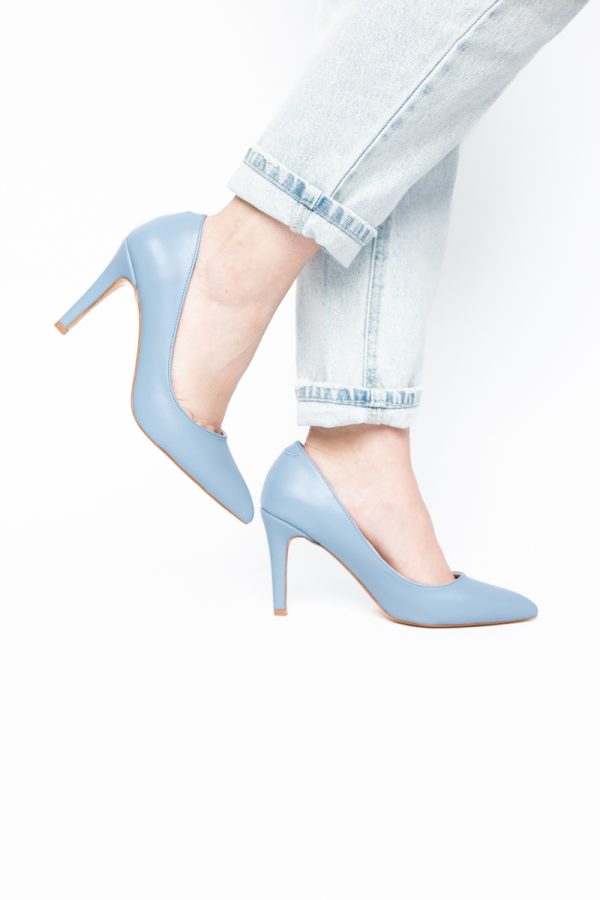 Pantofi Dama cu Toc Subtire Stiletto Piele Ecologică albastru (BS799AY2405420) 175