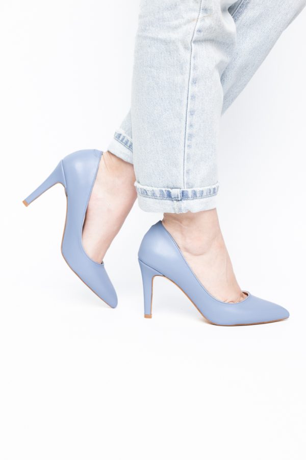 Pantofi Dama cu Toc Subtire Stiletto Piele Ecologică albastru (BS799AY2405420) 173