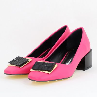 Pantofi cu Toc Eleganti cu Pietricele din Piele Ecologică culoare Fuchsia- BS131AY2405266