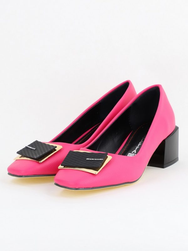 Pantofi cu Toc Eleganti cu Pietricele din Piele Ecologică culoare Fuchsia- BS131AY2405266 5