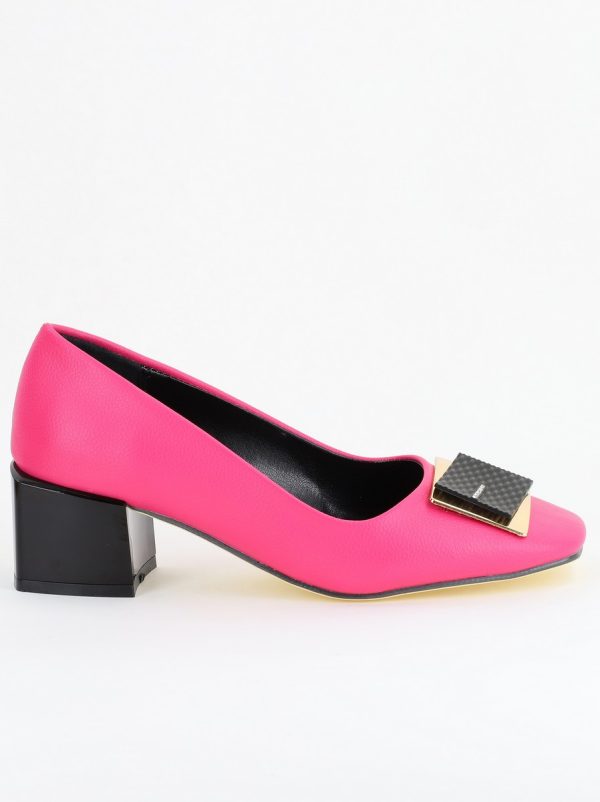 Pantofi cu Toc Eleganti cu Pietricele din Piele Ecologică culoare Fuchsia- BS131AY2405266 7