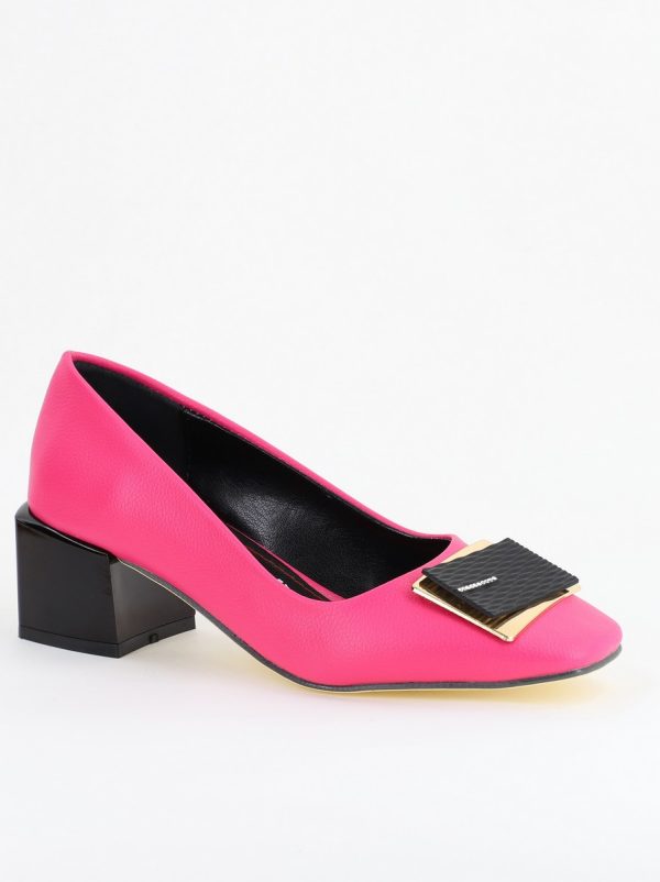 Incaltaminte Dama - Pantofi cu Toc Eleganti cu Pietricele din Piele Ecologică culoare Fuchsia- BS131AY2405266