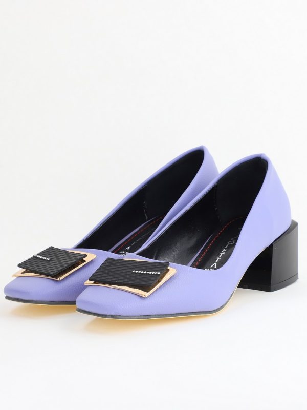 Pantofi cu Toc Eleganti cu Pietricele din Piele Ecologică culoare Mov - BS131AY2405329 174