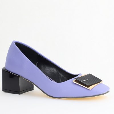 Pantofi cu Toc Eleganti cu Pietricele din Piele Ecologică culoare Mov - BS131AY2405329