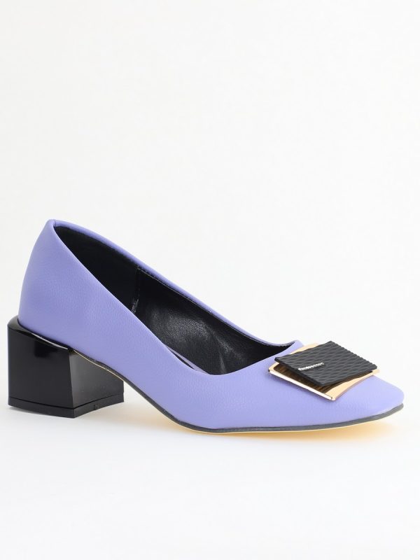 Incaltaminte Dama - Pantofi cu Toc Eleganti cu Pietricele din Piele Ecologică culoare Mov - BS131AY2405329