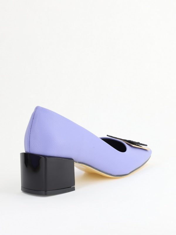 Pantofi cu Toc Eleganti cu Pietricele din Piele Ecologică culoare Mov - BS131AY2405329 179