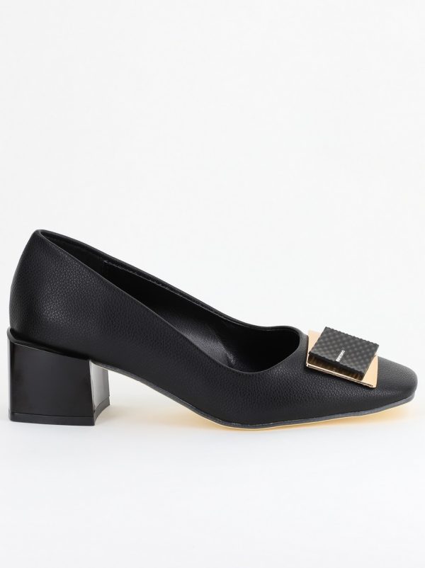 Pantofi cu Toc Eleganti cu Pietricele din Piele Ecologică culoare Negru - BS131AY2405267 7