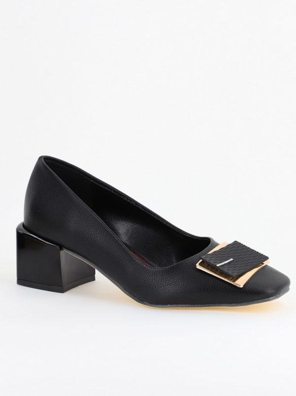 Incaltaminte Dama - Pantofi cu Toc Eleganti cu Pietricele din Piele Ecologică culoare Negru - BS131AY2405267