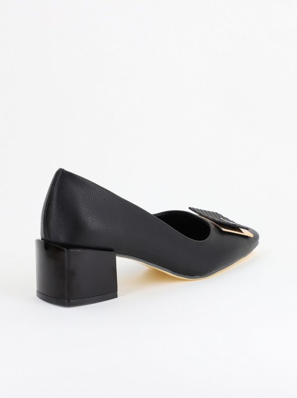 Pantofi cu Toc Eleganti cu Pietricele din Piele Ecologică culoare Negru - BS131AY2405267 9