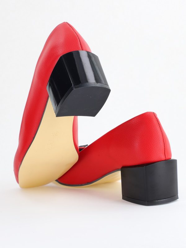 Pantofi cu Toc Eleganti cu Pietricele din Piele Ecologică culoare Roșu - BS131AY2405327 176