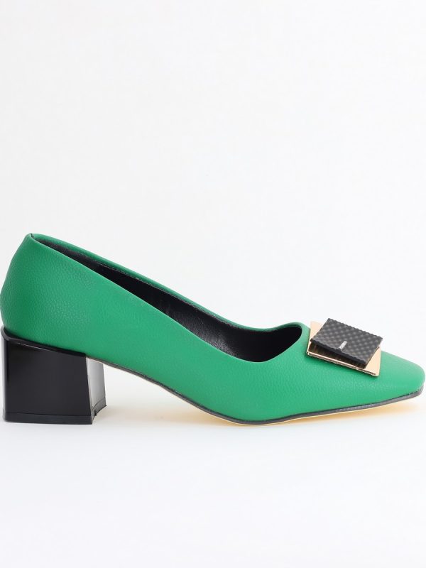 Pantofi cu Toc Eleganti cu Pietricele din Piele Ecologică culoare Verde - BS131AY2405330 176