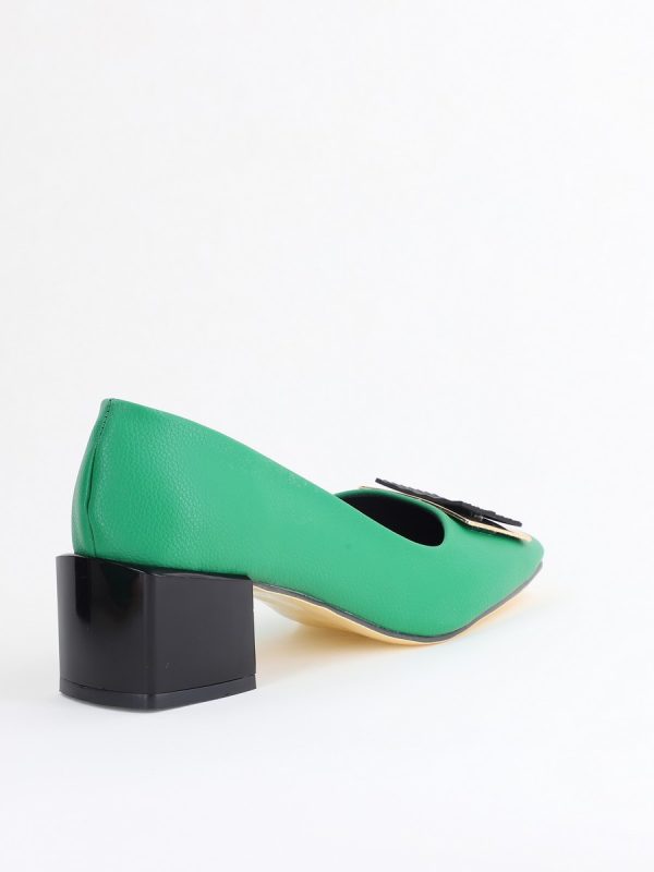 Pantofi cu Toc Eleganti cu Pietricele din Piele Ecologică culoare Verde - BS131AY2405330 179