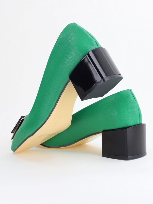 Pantofi cu Toc Eleganti cu Pietricele din Piele Ecologică culoare Verde - BS131AY2405330 180