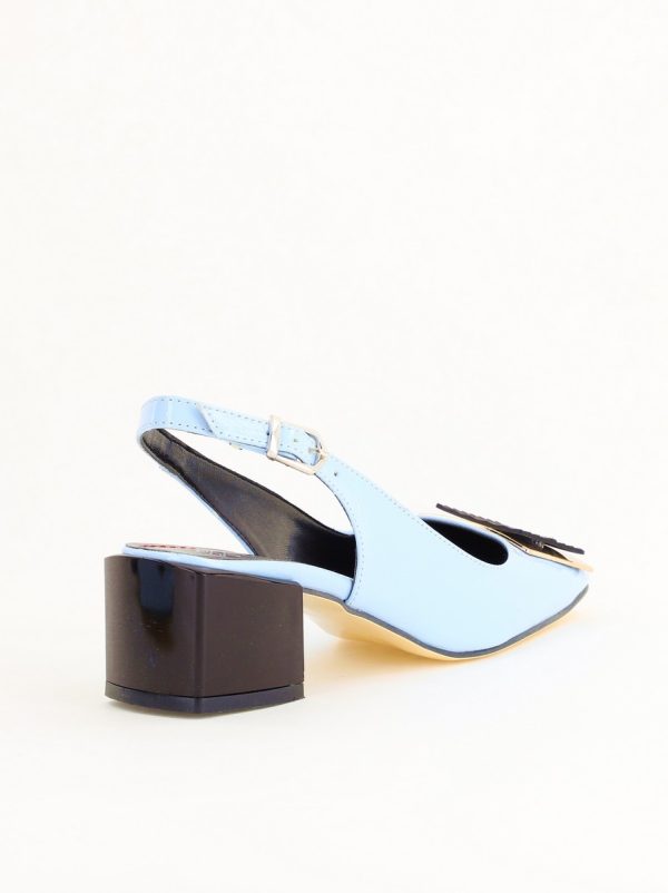Pantofi cu Toc Eleganti Decupați cu Pietricele din Piele Ecologica culoare Albastru Lucios - BS1311AY2405273 9