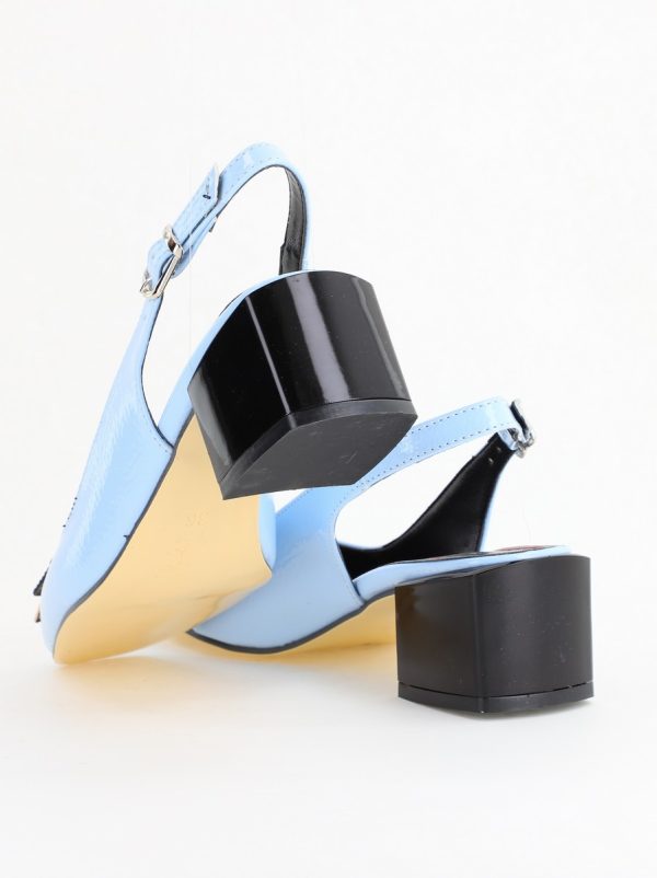 Pantofi cu Toc Eleganti Decupați cu Pietricele din Piele Ecologica culoare Albastru Lucios - BS1311AY2405273 6