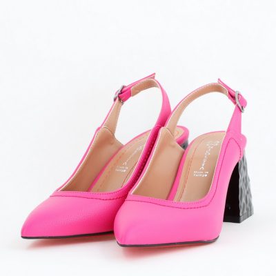 Pantofi cu Toc Eleganti Decupați din Piele Ecologica culoare Fuchsia - BS774AY2404259
