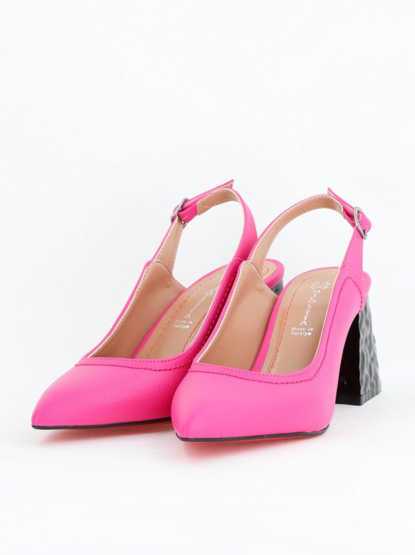 Pantofi cu Toc Eleganti Decupați din Piele Ecologica culoare Fuchsia - BS774AY2404259 5