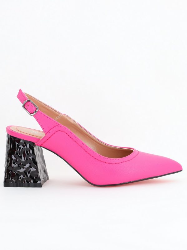 Pantofi cu Toc Eleganti Decupați din Piele Ecologica culoare Fuchsia - BS774AY2404259 6
