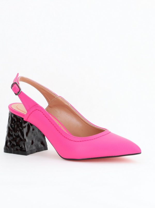 Incaltaminte Dama - Pantofi cu Toc Eleganti Decupați din Piele Ecologica culoare Fuchsia - BS774AY2404259