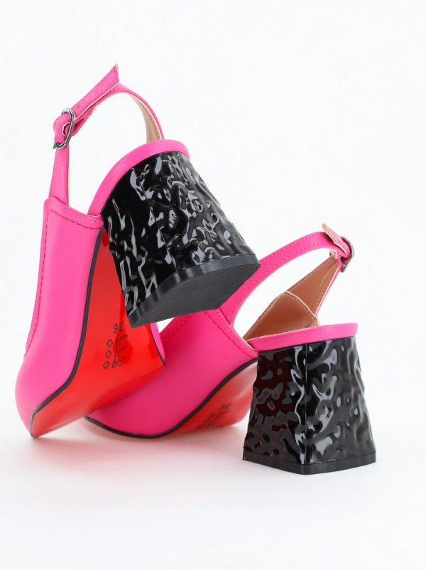 Pantofi cu Toc Eleganti Decupați din Piele Ecologica culoare Fuchsia - BS774AY2404259 180