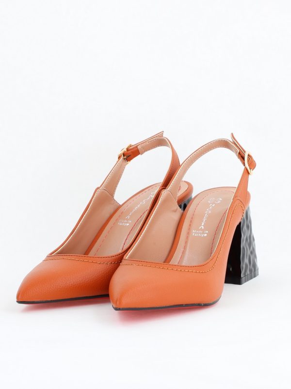 Pantofi cu Toc Eleganti Decupați din Piele Ecologica culoare Maro - BS774AY2404260 5