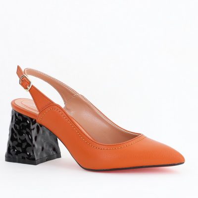 Pantofi cu Toc Eleganti Decupați din Piele Ecologica culoare Maro - BS774AY2404260