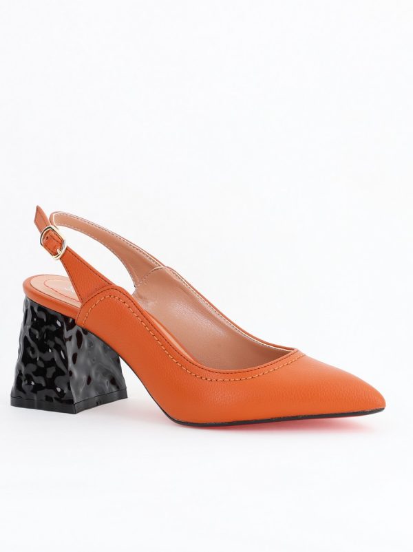 Incaltaminte Dama - Pantofi cu Toc Eleganti Decupați din Piele Ecologica culoare Maro - BS774AY2404260