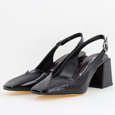 Pantofi cu Toc Eleganti Decupați din Piele Ecologica culoare Negru - BS1231AY2405274