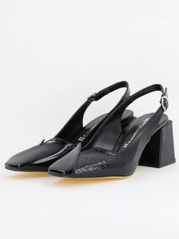 Pantofi cu Toc Eleganti Decupați din Piele Ecologica culoare Negru - BS1231AY2405274 5